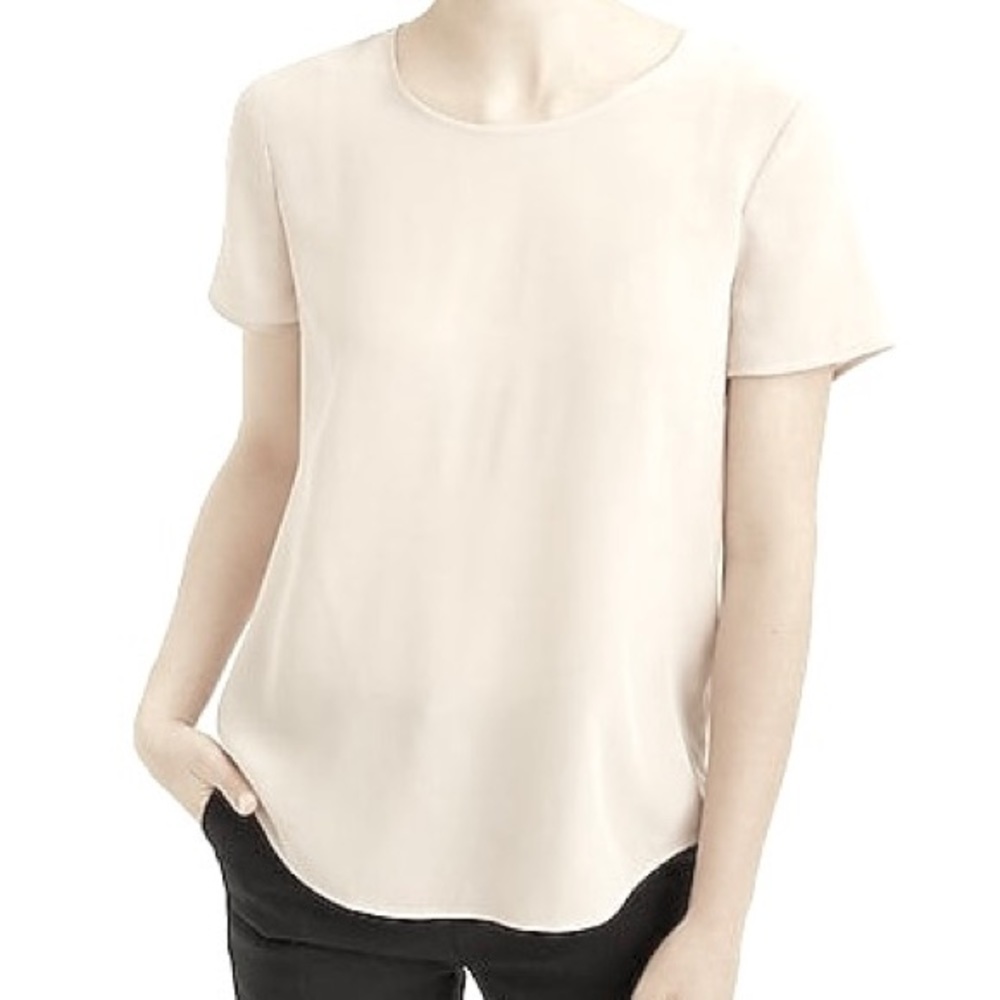 J Crew Cream Ivory Reimagined Better Silk Classic Short Sleeve Blouse Top